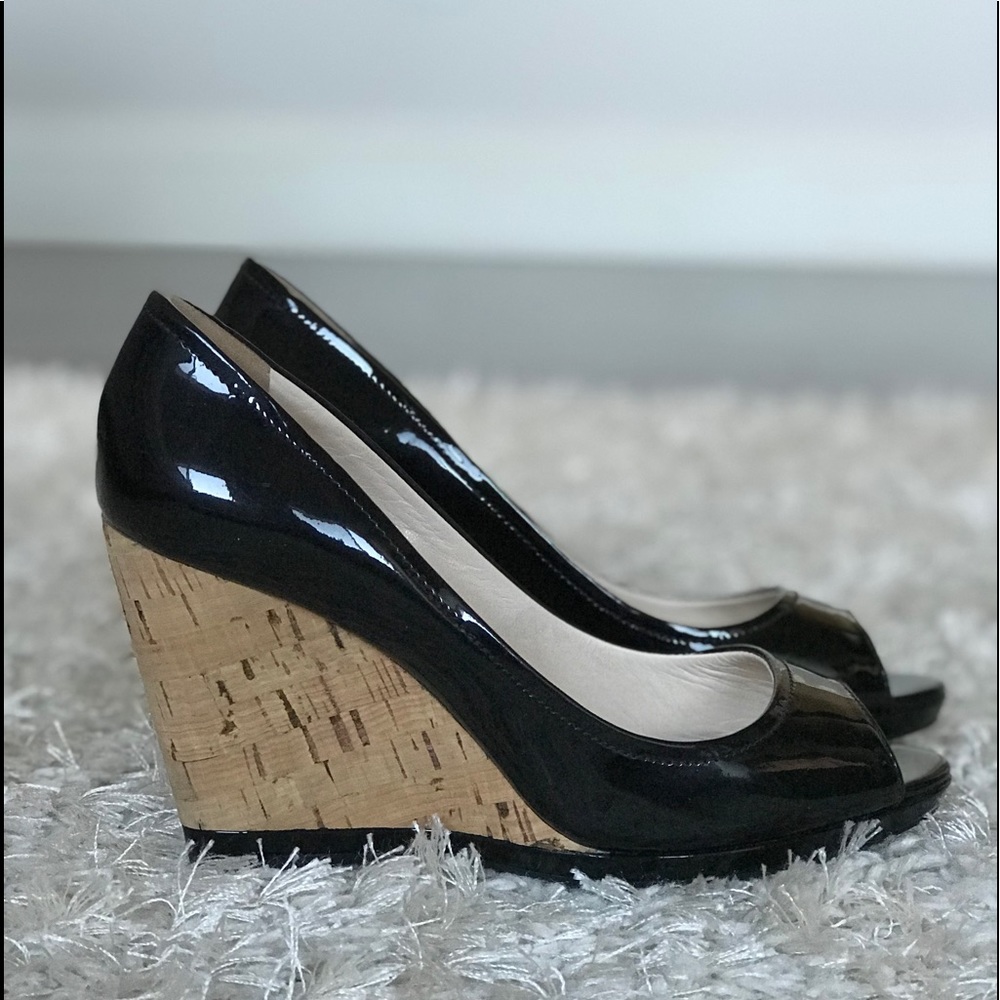Prada Black Peep-Toe Wedge